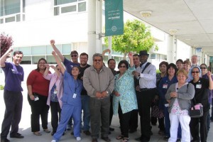 Supervisor Armenta with hospital workers