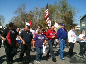 Leading the march in Bakersfield