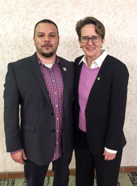 Riko Mendez with SEIU International President Mary Kay Henry.